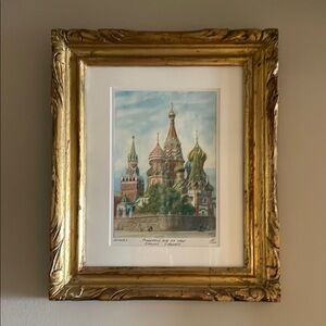 St. Basil’s Cathedral, Moscow Russia, Watercolor Framed